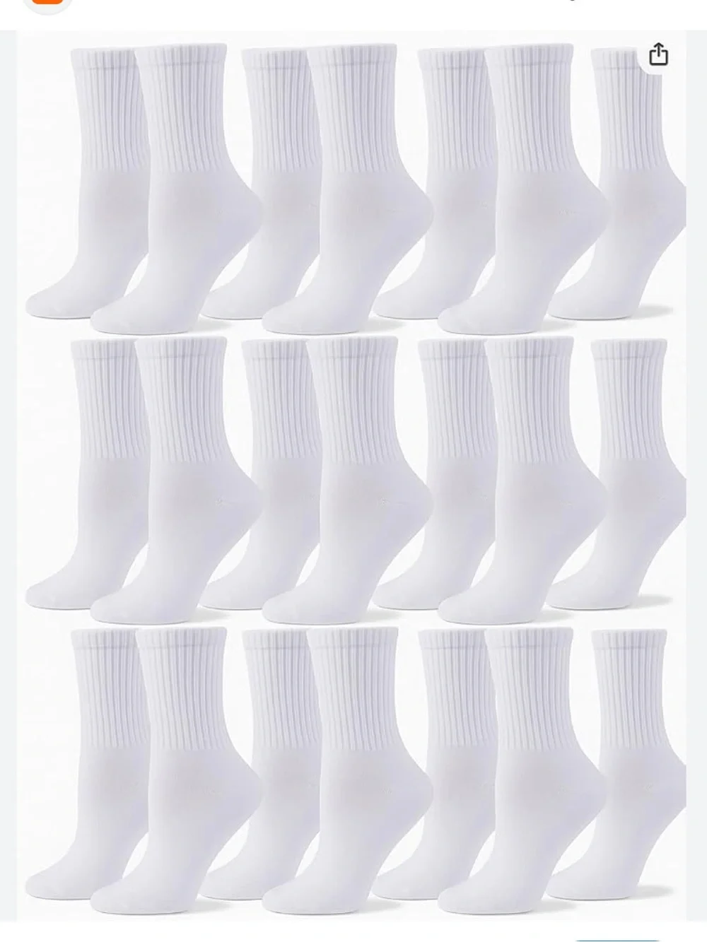 12 Pair Crew Socks for Womens and Men Cushioned Long Socks Cotton NEW SZ 6-9